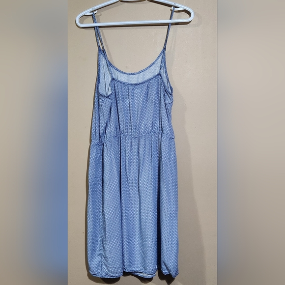 Old Navy Womens Midi Dress Sundress White Blue Small Diamond Geometric Sz L - Picture 2 of 8